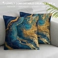 thumbnail image 3 of Acheng Short Plush Pillowcase 1 Piece Gold and Blue Abstract Art White, 3 of 5