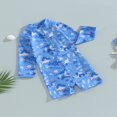 thumbnail image 3 of Toddler Baby Boys One-Piece Swimsuit Print Long/Short Sleeve Zipper Rashguard Swimwear + Swimming Cap, 3 of 8