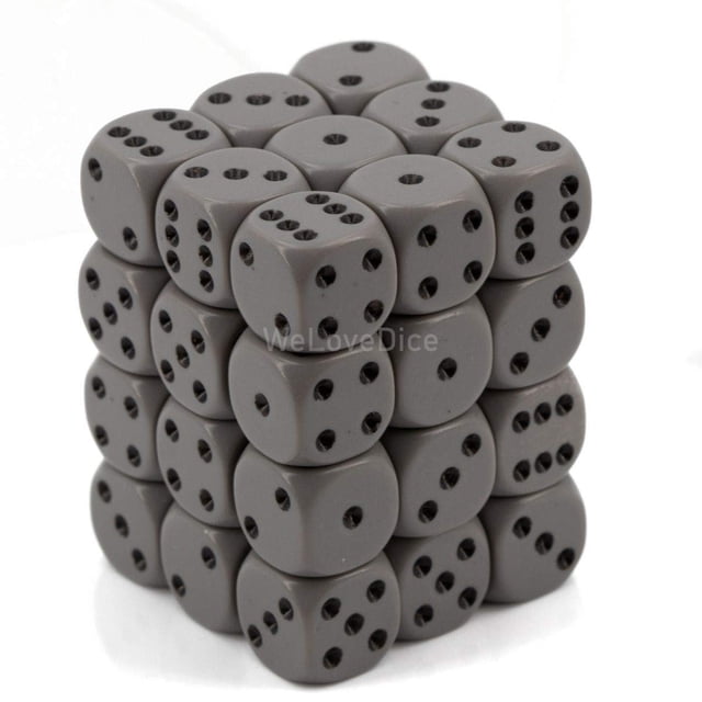 Juego de dados Chessex D&D Opaco Gris y Negro Poliédrico 36 D6