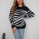 thumbnail image 2 of Suéter de cuello redondo con estampado de rayas de punto de otoño e invierno para mujer Pompotops  hdfakjf10636, 2 of 9