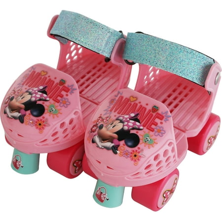 PlayWheels Minnie Mouse Kids Roller Skates, Junior Size 6-12 with Knee