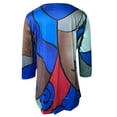 thumbnail image 5 of Pompotops Ladies Colorblock Printed V-neck Zipper Casual Loose Long Sleeve Top, 5 of 5