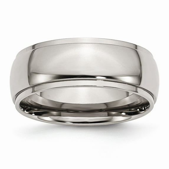 Grey Titanium Ring Band Wedding Ridged Standard Edge 8mm Polished