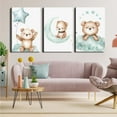 thumbnail image 2 of Canvas Poster Children's Room Wall Painting Set Watercolor Animal Theme Giraffe Bear Elephant Illustration Dream Sky Baby Room Decoration Three-piece Set Artwork Baby Space, 2 of 6