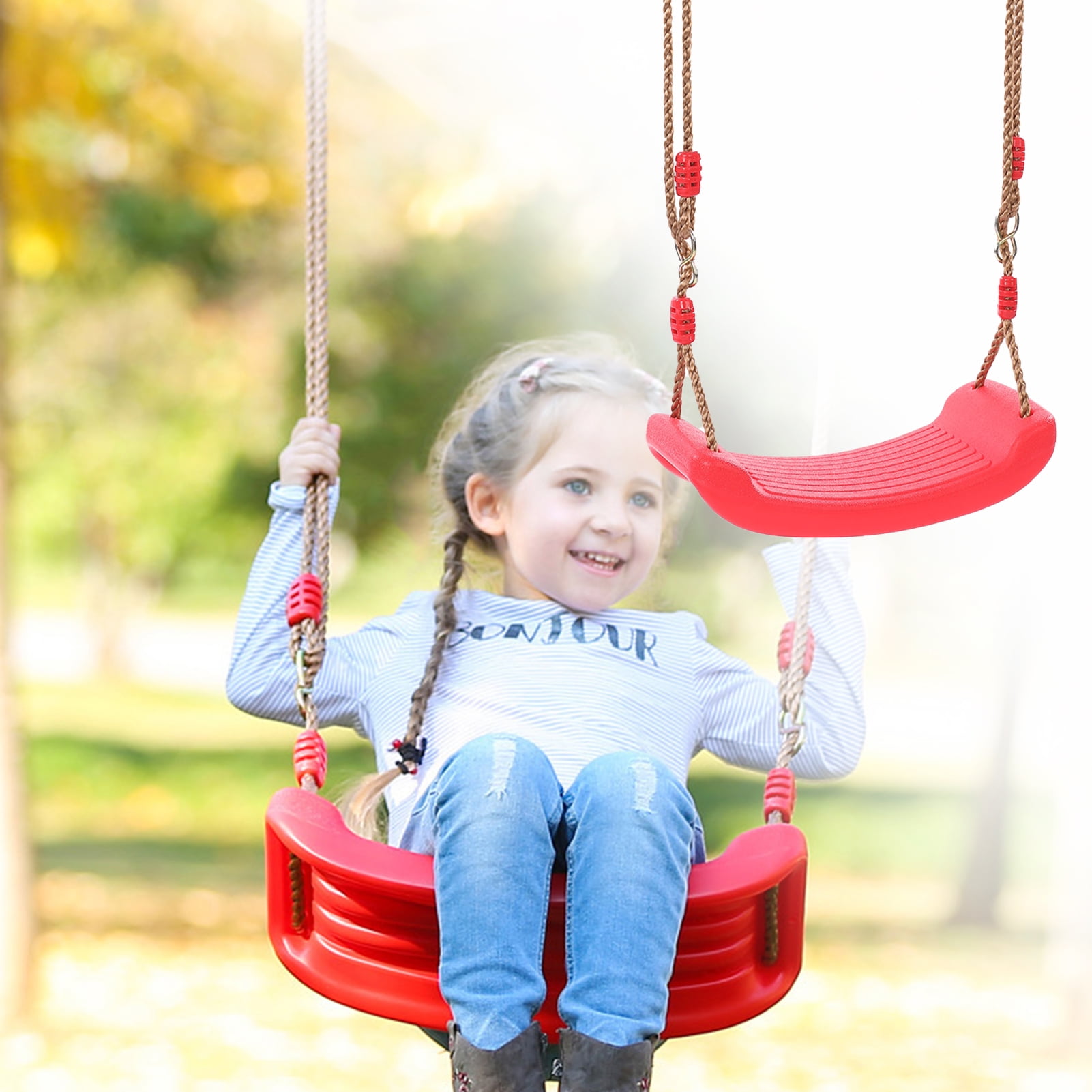 4cm Hard Plastic Swing Seat with Coffee Rope for Kids Play Home Garden Accessory 