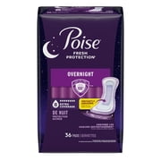 Poise Overnight Incontinence & Postpartum Pads for Bladder Leaks, 8 Drop Extra Coverage, 36 Count