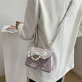 thumbnail image 2 of Adecuado para viajes diarios y citas. Bolso de mano de PU de moda simple con lazo de perla decorativo., 2 of 5