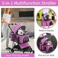 thumbnail image 2 of Dkeli 4 Wheels Dog Stroller Folding Pet Stroller Cat Stroller for Medium Dogs with Detachable Carrier, Purple, 2 of 8