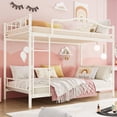 thumbnail image 1 of Ourlova Twin Over Twin Metal Bunk Bed with Ladder and Guardrails- Heavy Duty- 400 Lbs Capacity- No Box Spring Needed- Easy Assembly- Beige - Safe and Practical Design, 1 of 7