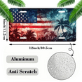 thumbnail image 2 of 1 Pcs 2D Flat License Plate Covers & Frames, American Flag with Palm Trees For Decorative Front, Waterproof For Decoration Aluminum License Plate Covers & Frames Cover For Men Women, 12" X 6", 2 of 7