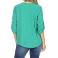 thumbnail image 3 of Women's Casual Round Neck Top Blouse with Roll Tab Sleeve, 3 of 6