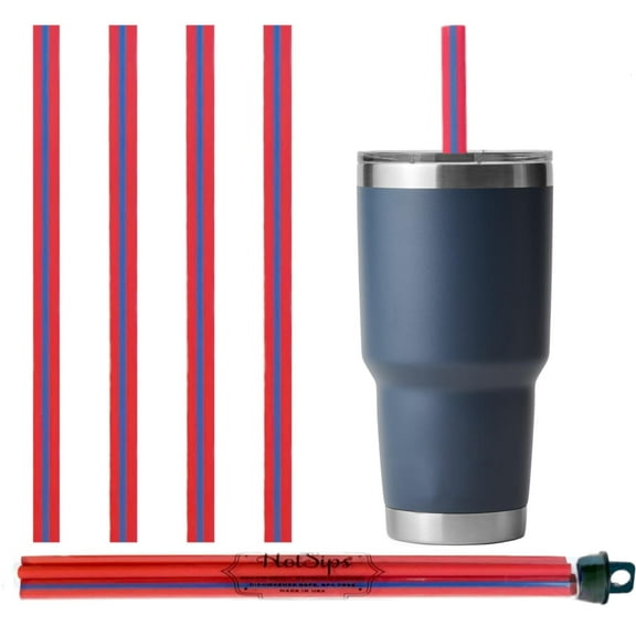 HotSips Reusable Ergonomic Drinking Straws in travel case, Made in USA, For Hot and Cold Beverages, Water, Coffee, Tea - (4 - 9.5” Long)