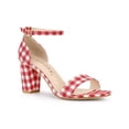 thumbnail image 1 of BLISSFUL STEP Women's Shoes Printed Chunky Heels Open Toe Ankle Strap Sandals Red 6, 1 of 7