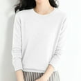 thumbnail image 2 of Dpytoraw Women's Casual Crew Neck Solid Color Pullover Sweater, 2 of 5