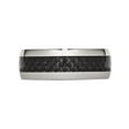 thumbnail image 3 of Mens Chisel 8mm Stainless Steel and Carbon Fiber Wedding Band Ring for Men, 3 of 7