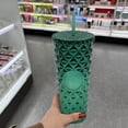 thumbnail image 2 of 700ml Reusable Tumbler with Lid and Straw - Double Wall Insulated Cold Drink Cup with Clear Portable Design - B, 2 of 9