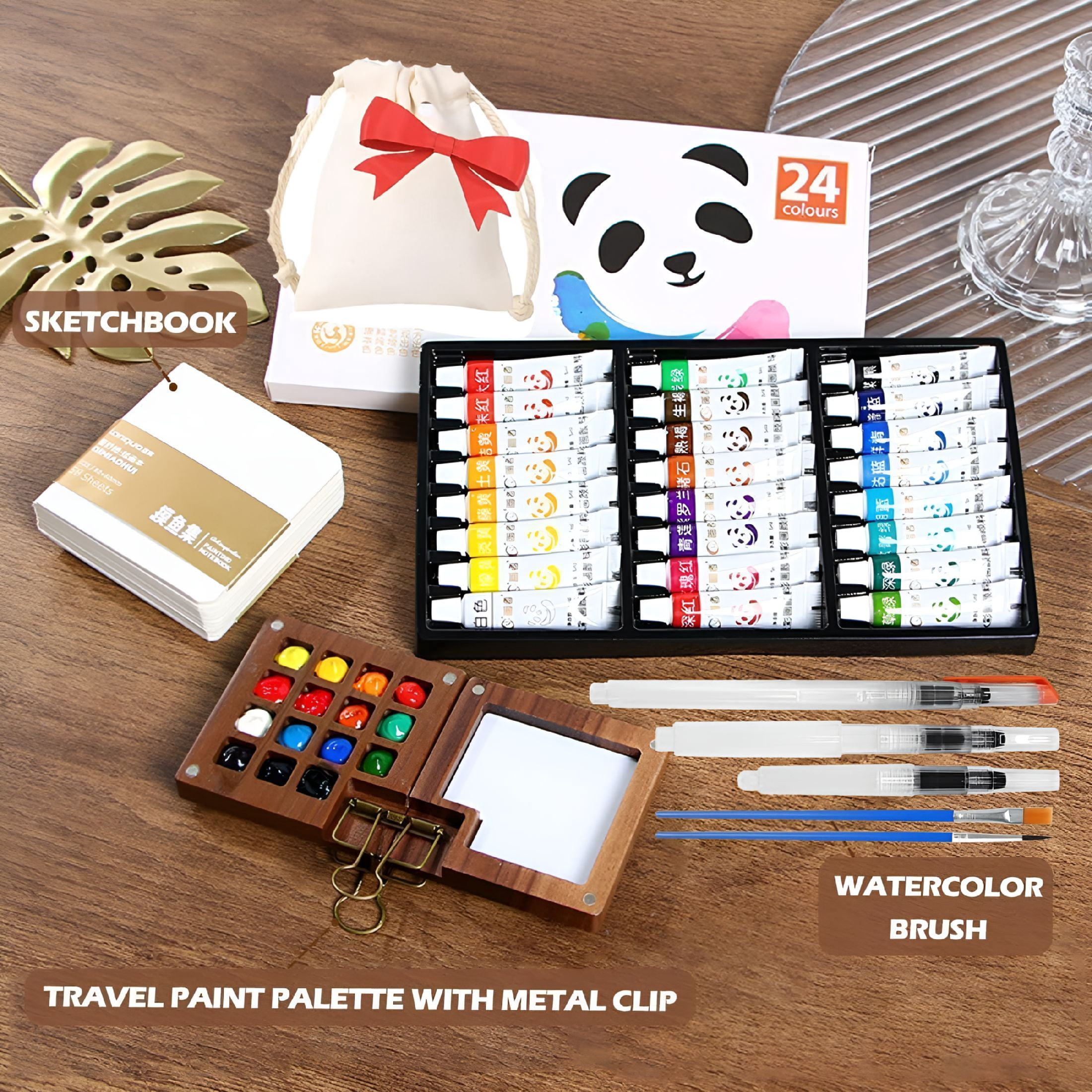CCOCC 2026 New Watercolor Kit,Mini Watercolor Paint Set,Pocket Watercolor Set with Paint,Brush,Bag,Sketchbook&Copper Clip,Travel Kit for Beginners,Artists&Painting Enthusiasts(15 Grids)