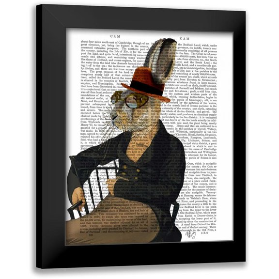 Fab Funky 12x14 Black Modern Framed Museum Art Print Titled - Horatio Hare On Chair
