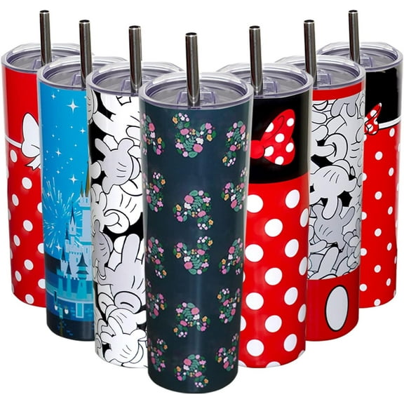 Cartoon Mouse Skinny Tumblers for Adults Cartoon Gifts for Women Adults 20 Oz Reusable with Lid and Straw Stainless Steel Insulated Travel Coffee Mug Cup