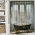 thumbnail image 6 of Chilfamy  Antique Shower Curtain, Retro Bathtub in Modern Room Interior Hardwood Classics Space Design, Cloth Fabric Bathroom Decor Set with Hooks, White Black Pale Brown White, 6 of 7