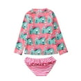 thumbnail image 2 of HAWEE Little Girls Two Pieces Rash Guard Swimsuit Set Long Sleeve Print Bikini Bathing Suit UPF50+ Beach Swimwear, 2 of 4