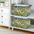 thumbnail image 2 of Yayeee Foldable Storage Basket for Shelves with Handles Waterproof Cloth Bins, Orange Floral Garden, 2 of 7