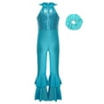 thumbnail image 2 of Haitryli Kids Girls Sequins Full Body Tank Unitard Gymnastics Leotard Hippie Disco Dance Jumpsuit with Hair Tie Set Blue 8, 2 of 5