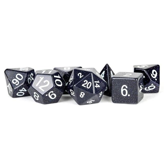 Metallic Dice Games LIC103 Sandstone Dice Game, Blue - Set of 7