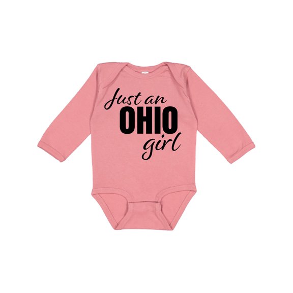 Inktastic Just an Ohio Girl Born in Ohio Girls Long Sleeve Baby Bodysuit
