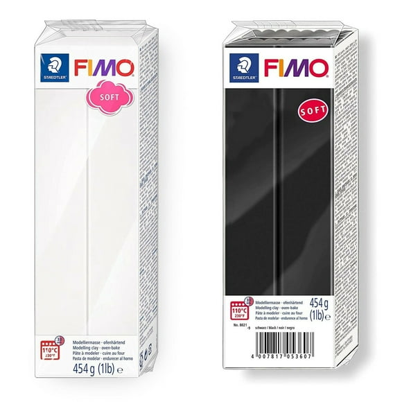 STAEDTLER FIMO Soft 454g Polymer Modelling Clay - Oven Bake Clay - Black and White Set