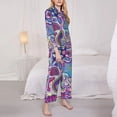 thumbnail image 3 of Lsque Cute Nautical Pattern Long Sleeve Pajama Set for Women - Soft 2-Piece Sleepwear and Loungewear Set with Pockets, Comfy Nightwear-Large, 3 of 7