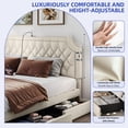 thumbnail image 4 of ModFusion King Size Soft Velvet Bed Frame with Adjustable Height Headboard, USB Ports Station & 4 Under-Bed Drawers, Milky White, 4 of 9