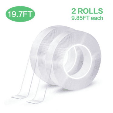 CCOCC 2Pcs Strong Adhesion Nano Tape, Reusable Heavy Duty Double Sided Tape for Walls, Transparent Rug Tape, No Residue