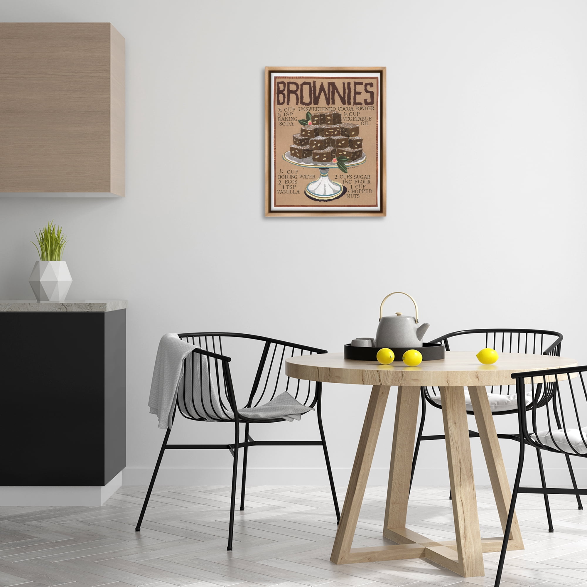 Stupell Industries Brownie Platter Recipe Food & Beverage Painting Brown Floater Framed Art Print Wall Art, 17 x 21