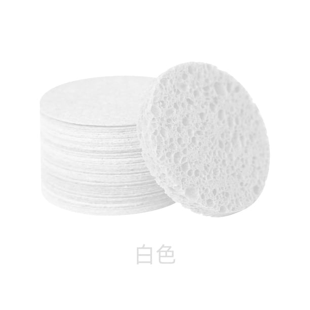 Xiao Hua 10 piezas de limpiador facial de algodón de pulpa de madera comprimida biodegradable natural, desmaquillante, esponja facial, herramienta exfoliante, esponja de limpieza blanca