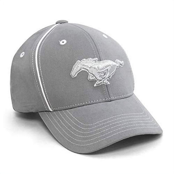 Ford Mustang Logo Gray with White Pipe Trim Baseball Hat