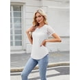 thumbnail image 4 of Womens Summer Tops Spring Shirts Trendy Vacation Outfits Short Sleeve Business Tshirts Fashion Casual Blouses Beige M, 4 of 8