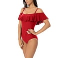 thumbnail image 3 of Csndyce Women's Ruffled One Piece Swimsuits off Shoulder Tummy Control Halter Bathing Suit Female, 3 of 8