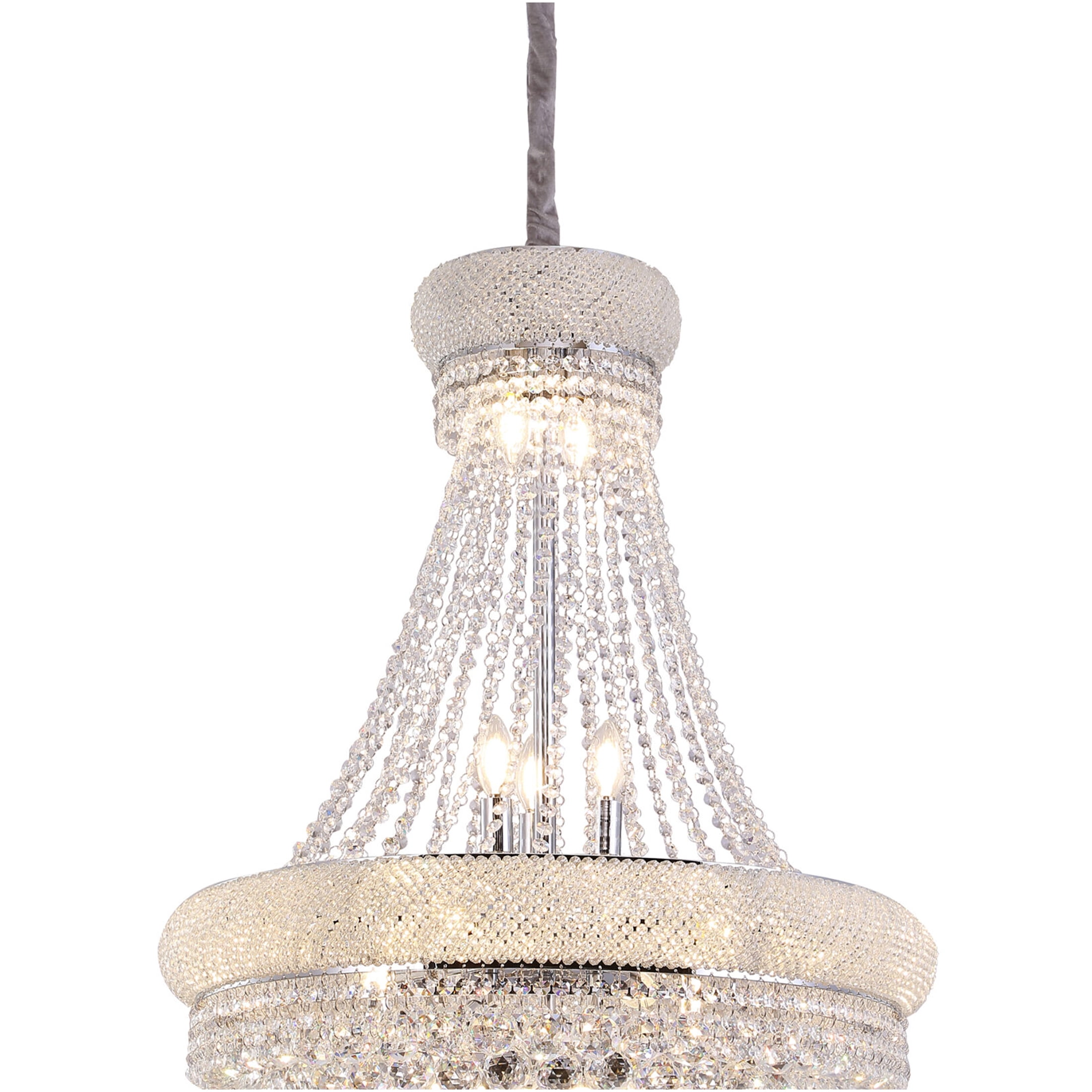 JERFIT 14-Light Crystal Chandelier for Dining Room, Silver Empire Ceiling Light Fixture with K9 Crystals for Living Room, Hallway