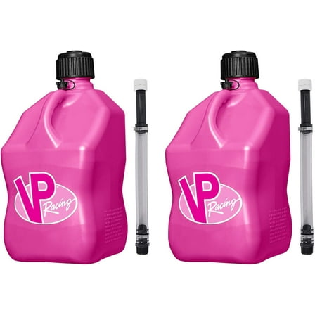 VP Racing 5.5 Gallon Motorsport Utility Container Pink with 14" Deluxe Filler Hoses (2 Pack)