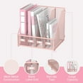 thumbnail image 4 of INTIGE Metal Office Desk File Holder with 4 Vertical Compartments, Desktop Magazine File Holder, Pink, 4 of 6