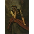 thumbnail image 2 of Jean-Baptiste-Camille Corot 11x14 Black Ornate Wood Framed Double Matted Museum Art Print Titled: Woman Meditating (After 1868), 2 of 5