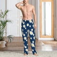 thumbnail image 5 of Uemuo Daisies Flowers Pattern Men's Wide Leg Palazzo Lounge Pants with Pockets Light Weight Loose Comfy Casual Pajama Pants-Medium, 5 of 9