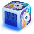 thumbnail image 1 of Reloj despertador digital retroiluminado, reloj despertador digital unicornio, reloj de noche con luz nocturna LED para niños, luz nocturna, fecha, temperatura, patrón de unicornio JM, 1 of 5