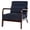Blue, variant on PAPROOS Mid Century Modern Accent Chair with Arms, Upholstered Reading Chair with Solid Rubberwood Frame, Lumbar Pillow and Thick Cushion for Living Room Bedroom, Dark Grey