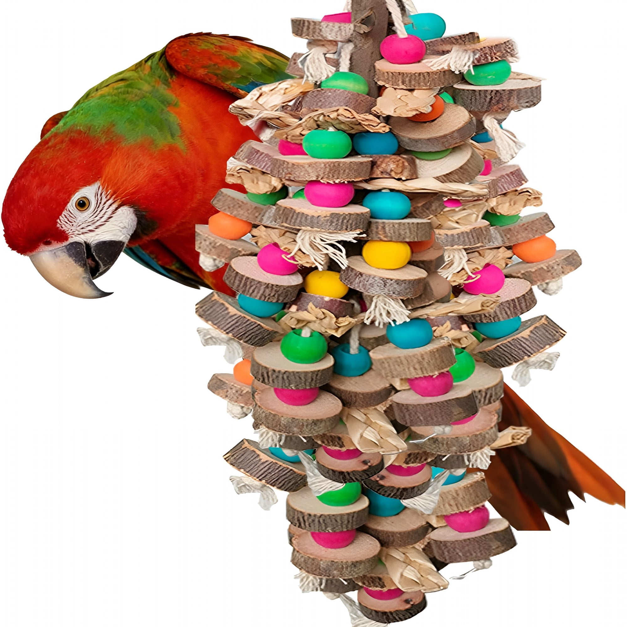 CYFW Large Bird Toys for Parrots Toys Natural Colored Wooden Bird Cages Chew Accessories for Macaws,Cockatoos,African Grey,And Amazon Parrots