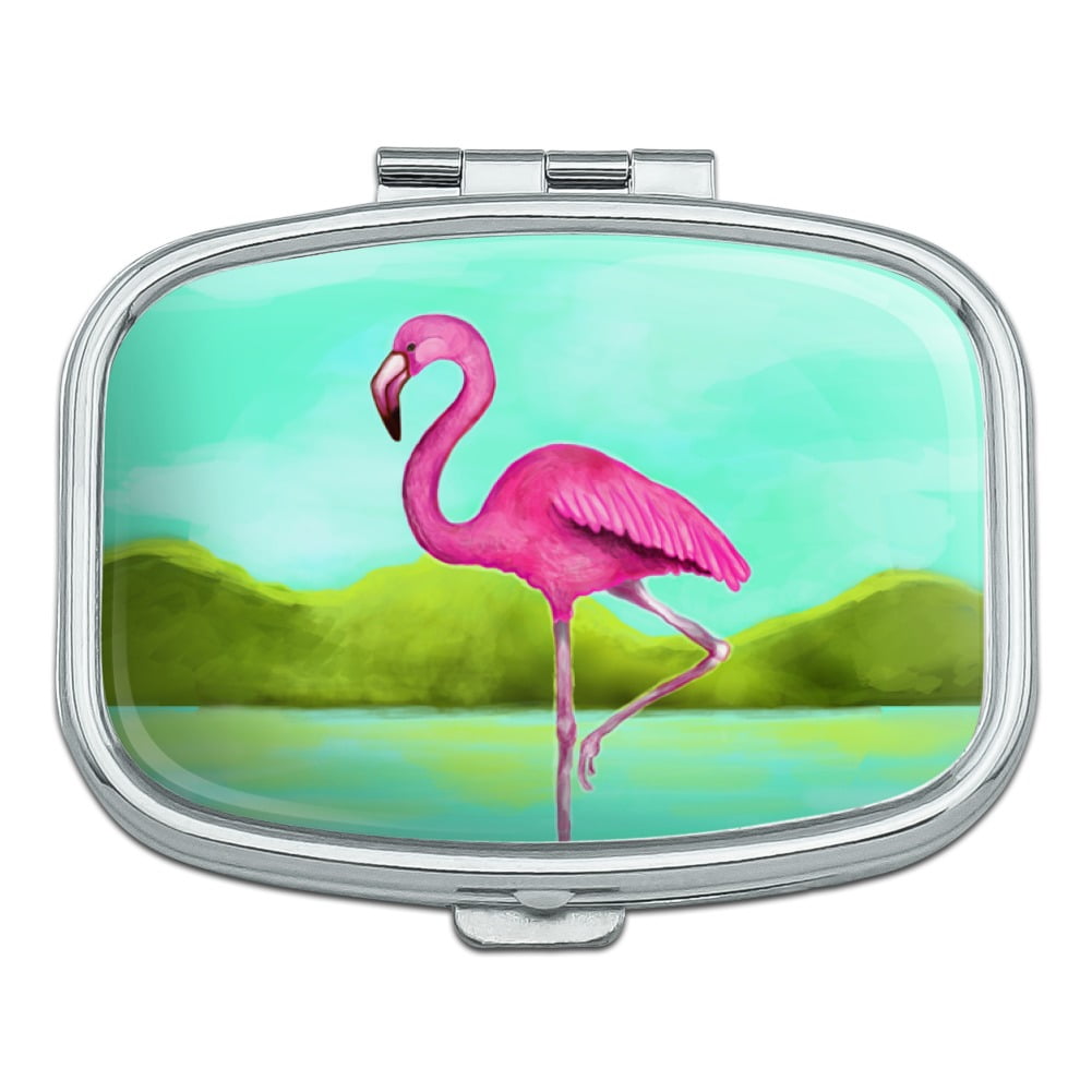 Pink Flamingo in Water Rectangle Pill Case Trinket Gift Box