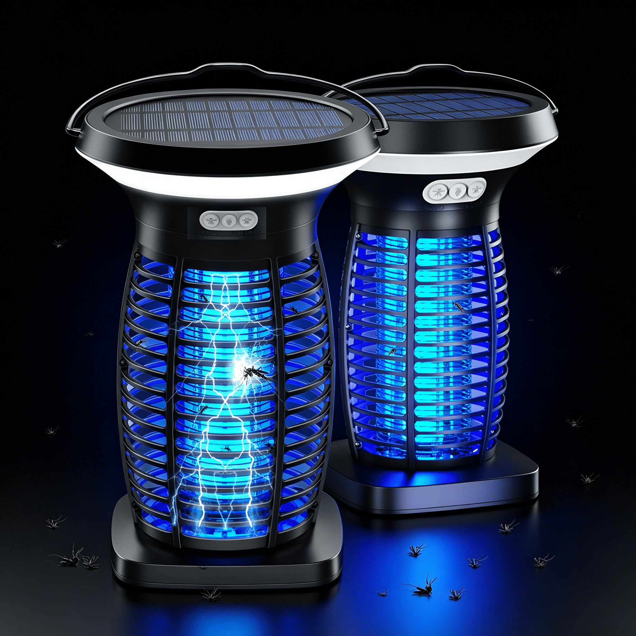 HIBIBUD 2026 New Solar Bug Zapper Outdoor,Waterproof Fly Mosquito Killer Lamp,4200V Electric Trap for Patio,Camping for Garden, Backyard, Porch, Terrace, Campsite 2Pcs