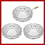 3 Pack Round Heavy Duty Glass Smoking Ashtray for Indoor and Outdoor, Home, Office, Tabletop Decoration (4.8" Diameter) Set of 3