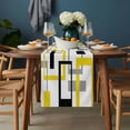 thumbnail image 2 of Yellow Black Geometric Table Runner - 36 Inch Long, Kitchen Dining Table Runner Dresser Scarves, Modern Simple Abstract Art Farmhouse Decor for Coffee Tables Wedding Party Banquet, 2 of 8